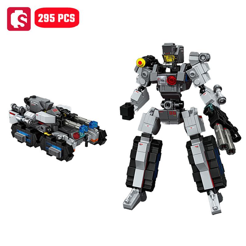 SEMBO Transforming Mech Assemblage Building Block MOC Robot Model Bricks Car Construction Set Kids Toys for Boys Birthday Gifts