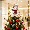 Character Christmas Tree Top Decoration with Fabric Styling and a Coil Spring Base for Home, Office, or Retail Displays
