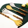 5pcs / 9pcs Kitchen Dinnerware 304 Stainless Steel Bamboo Handle Silver Tableware Set Western Knife Fork Coffee Spoon Cutlery Set