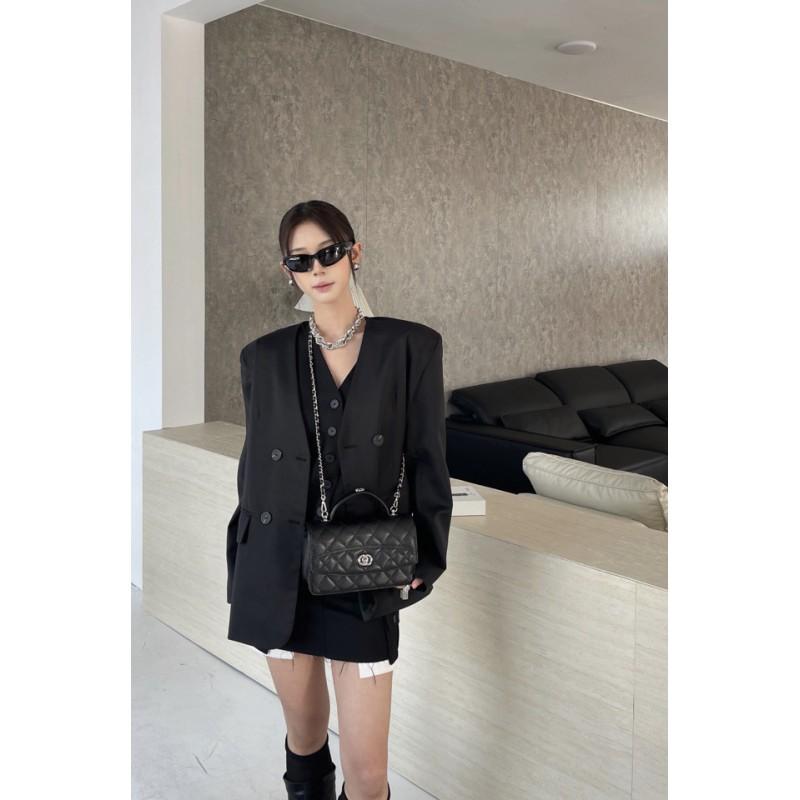 Xiaoxiangfeng Grid Chain Bag New Women's Fragrant Grandmother Handbag Fashionable Versatile Shoulder Crossbody