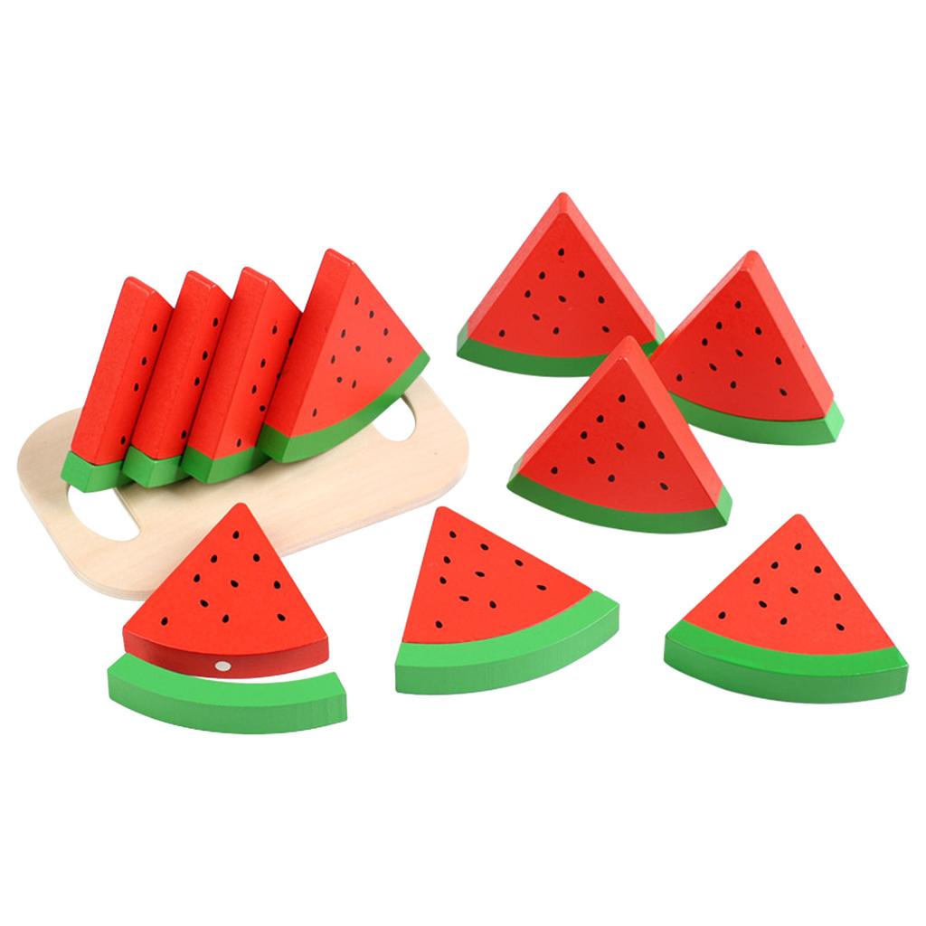 Wooden-Watermelon Toy for Kids Educational Fruit Model Role Play Gift for Boys and Girls Summer Present