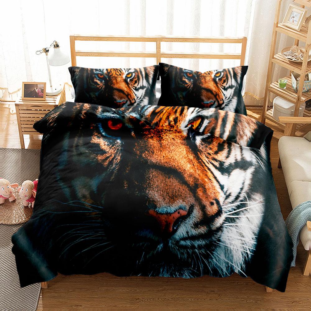 

Комплект постельного белья с изображением гигантских тигров King Queen Double Full Twin Single Size Animal Bed Set EU single(135x200cm)