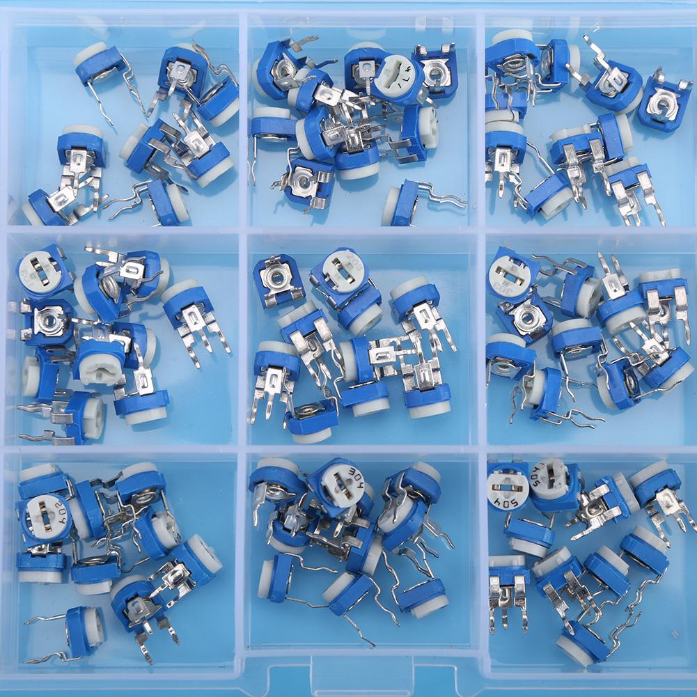 150 Stück Blau Weiß 100 Ohm 1 MOhm Vertikal PCB Voreingestellt Variabler Widerstand Trimmer Potentiometer