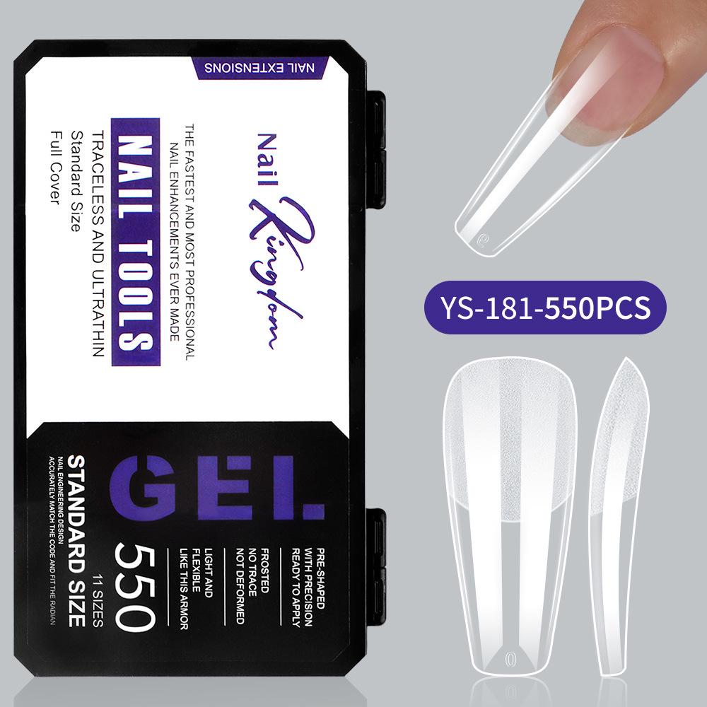 550-Piece Box of Transparent Short Square Nail Tips – Trapezoidal Full and Half Stick, Thin and Durable for Nail Art