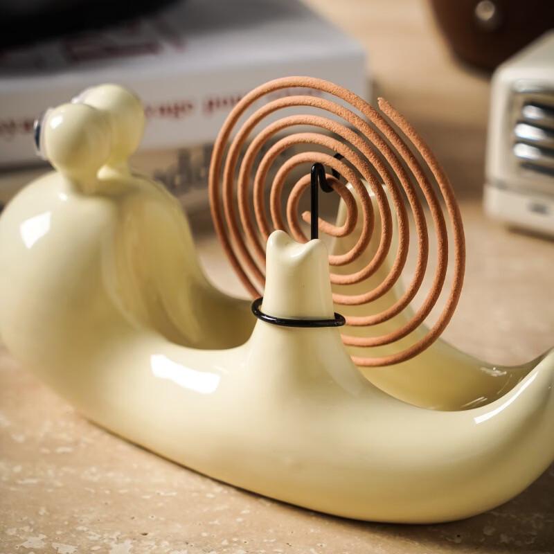 ZISIZ Ceramic Snail Mosquito Coil Holder with Ash Tray