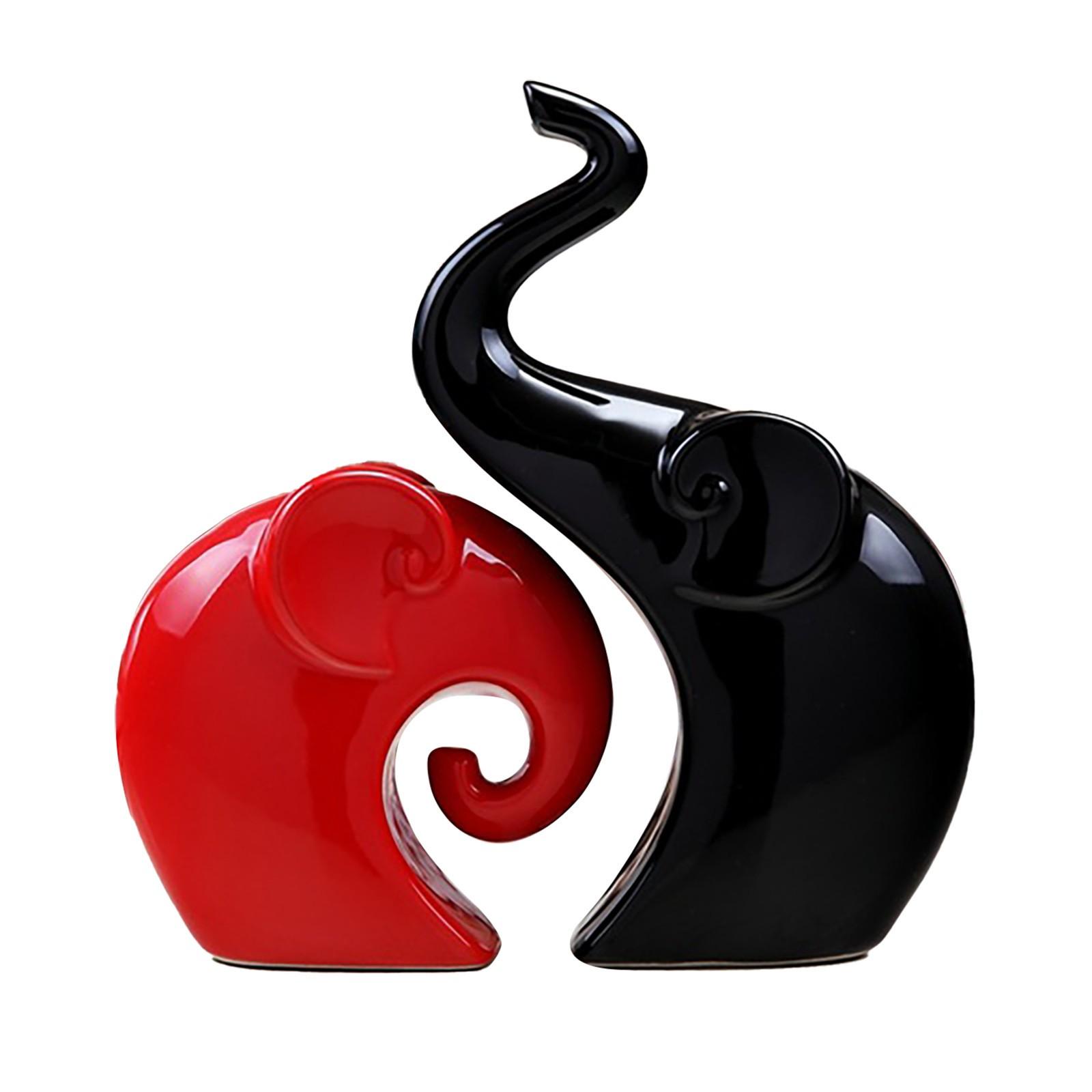 

2 декоративных слона, Черный и красный, Керамика, Скульптуры, Декоративные, Для гостиной, Свадебный подарок