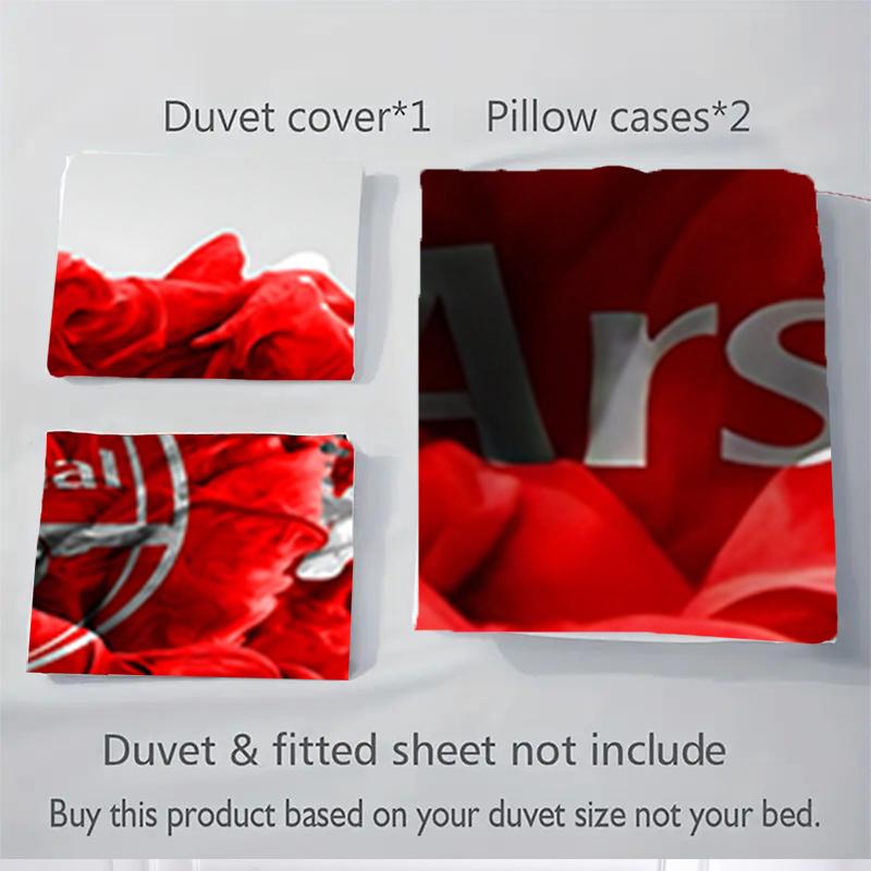 Set Biancheria da Letto Casa 3 Pezzi con Stemma Arsenal Football Club - Completo Universale Tre Pezzi per Camera da Letto, Camera degli Ospiti, Soggiorno, Hotel - Regalo Perfetto per Fa