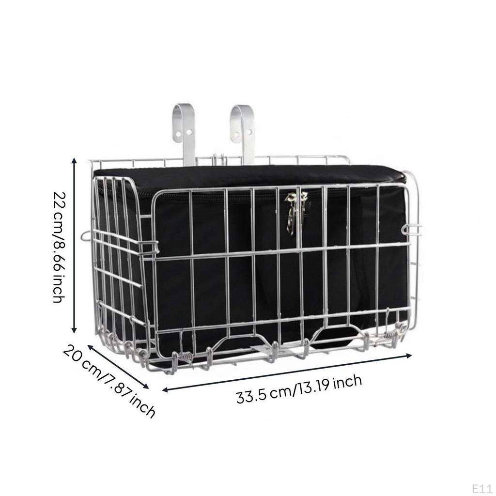 Front Bike Basket Reinforced Hook Design Black Normal