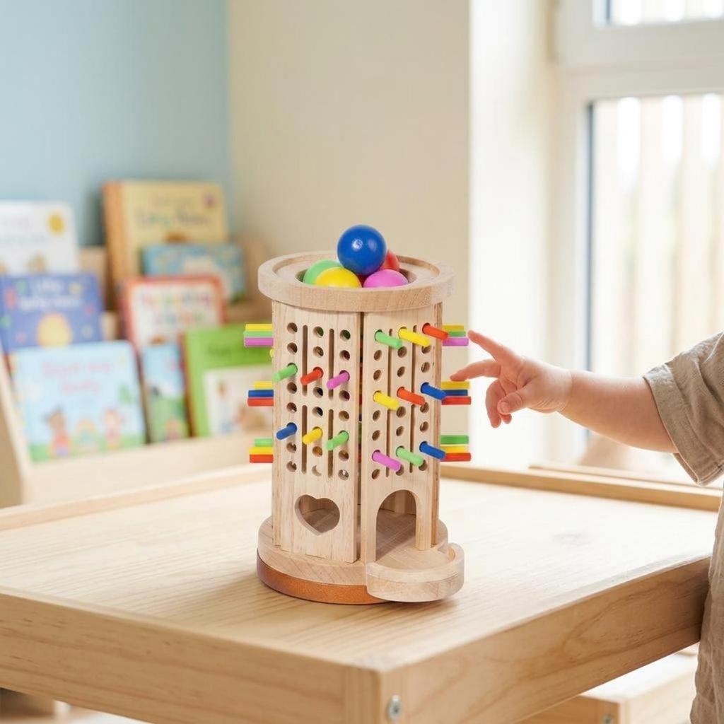 Rotating Toy Hand Eye Coordination Balance Game Focus Training Wooden Structure for Kids,