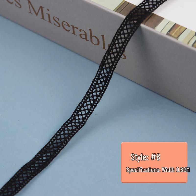 Black Pure Cotton Lace Trim for Clothing and Curtains