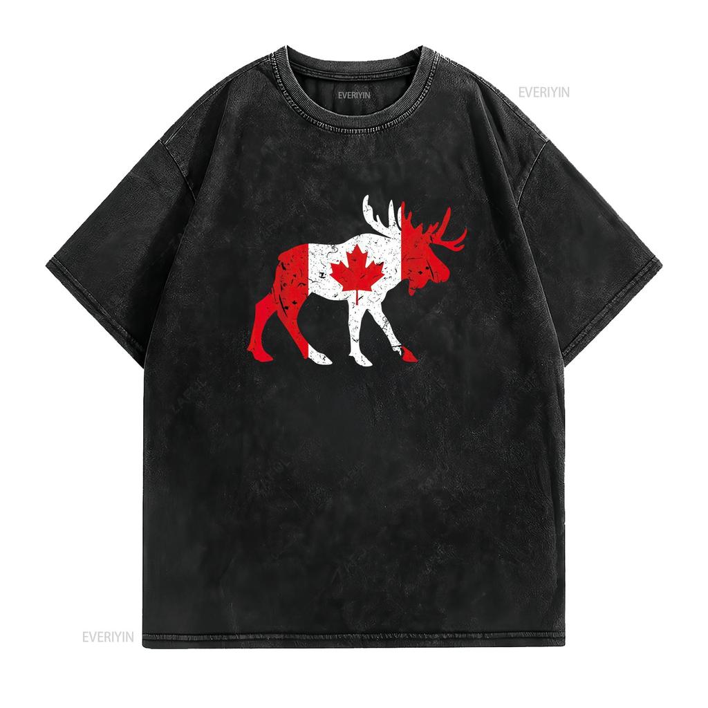 Maple Leaf Animal Canadian Flag Canada T Shirt Black 3X Large vintage Washed Unisex designer clothes Soft Comfortable Stretched
