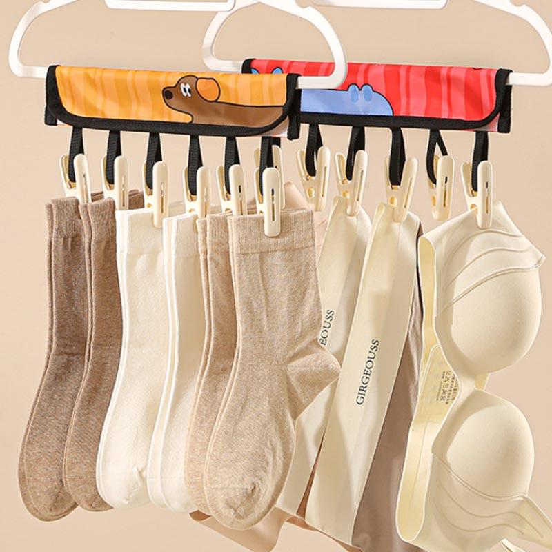 Portable Underwear Hanger Clips Fabric Clothes Drying Rack Foldable Travel Hotel Sock Hooks Holder