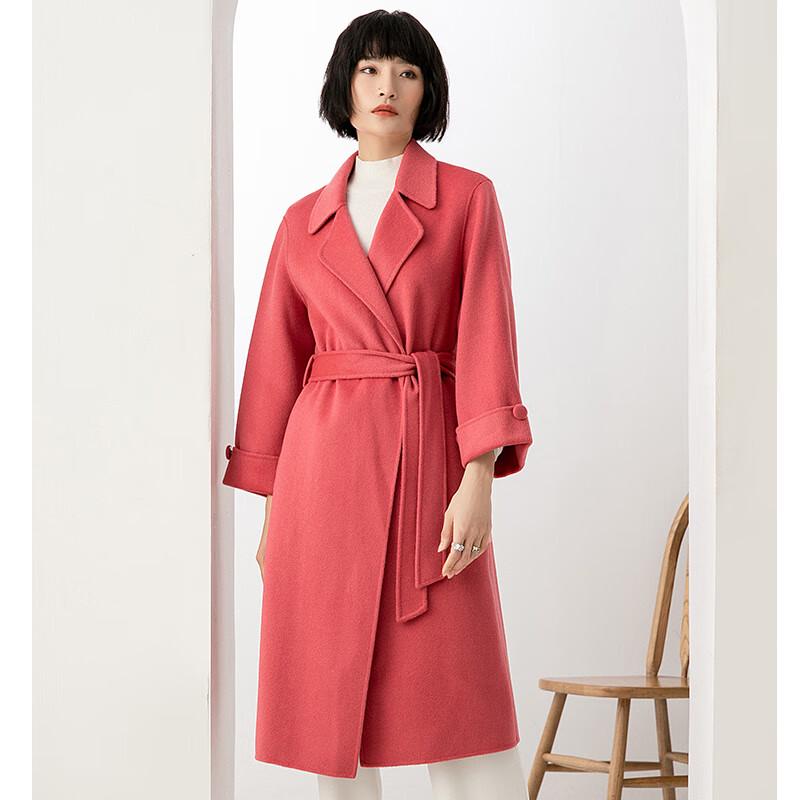 Yiliteng Women's Double-Faced Pure Wool Belted Mid-Length Coat YTMDG9069