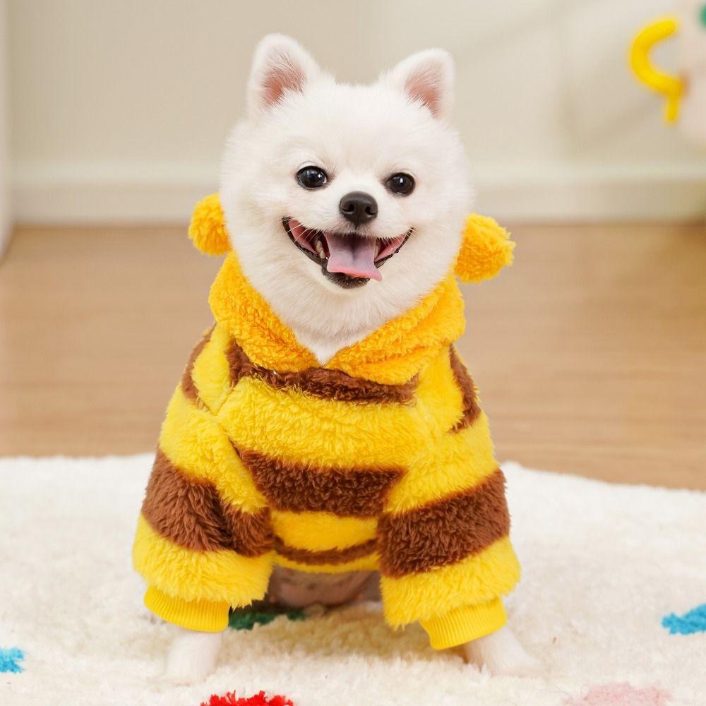 Warm Pet Halloween Bee Hoodies Soft Winter Dogs Jumpsuits  Cosplay Party