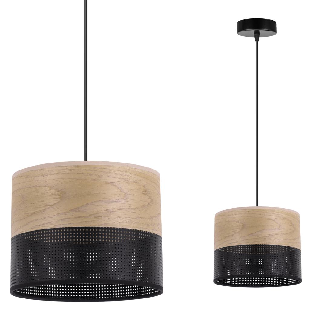 Single Hanging Lamp, Golden Oak Veneer Lampshade, 20Cm