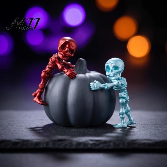 Dark Atmosphere Decor 10Pcs 3D Printed Skeleton Figurines with Movable Joints, Articulated Man Halloween Party Props Fidget Toy, Mini Posable