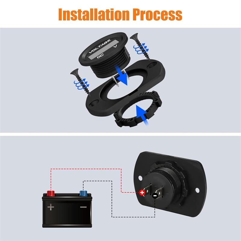 Digital Voltage Meter DC 12-24V Waterproof Round Meter Car Voltmeter With LED Digital Display Panel For Car Motorcycle Boat RV