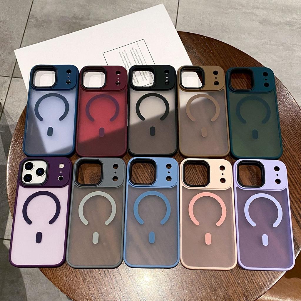 For Apple 17 Magnetic Phone Case for IPhone 16 Promax Skin Texture Matte 15 Half Transparent Anti Drop