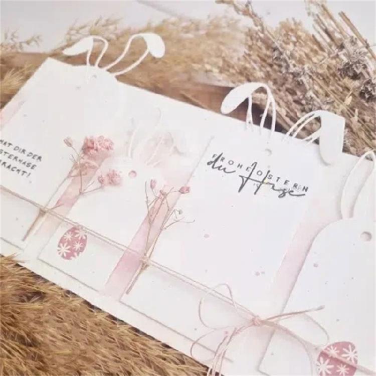 Easters Rabbits Label Cutting Dies for Scrapbooking Card Making Decorations Carbon Steel Die Cuts Embossing Stencils