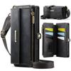 For IPhone 18 Pro Max 18 Pro Wallet Case, RFID Blocking Leather Case Kickstand Flip Cover Wrist Strap Zipper Card Holder Slots