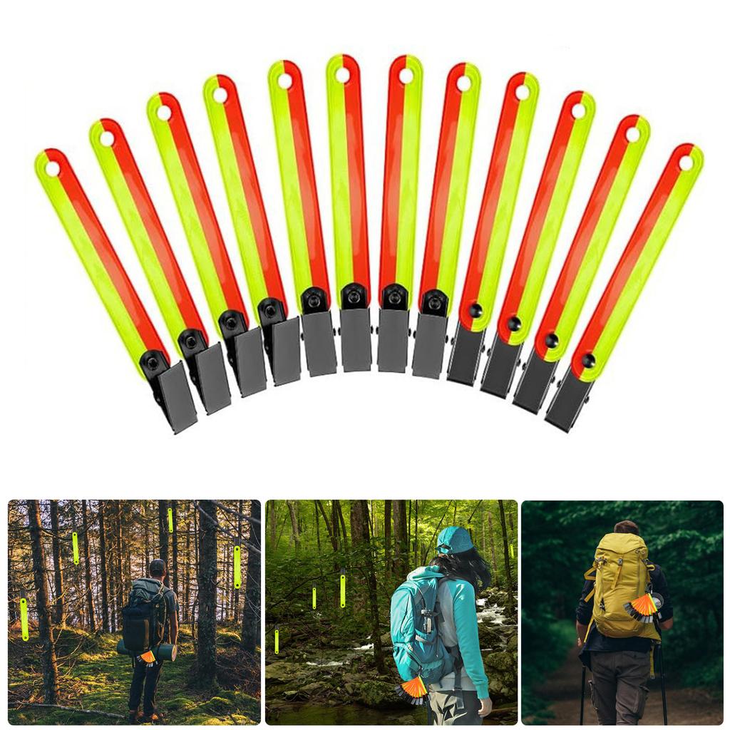12Pcs/pack Reflective Trail Markers High Visibility Trail Markers Reflective Trail Marker Clip for Tree Stand Hunting