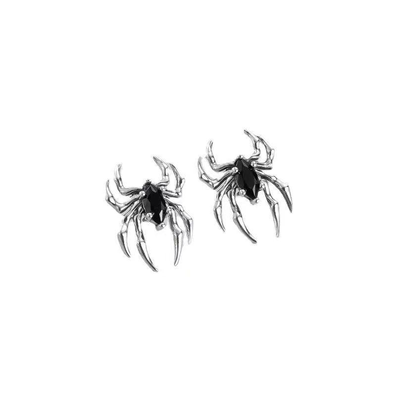 Orecchini a ragno minimalisti coreani con perno in argento S925; orecchini lussuosi personalizzati in stile retrò scuro con un senso del design