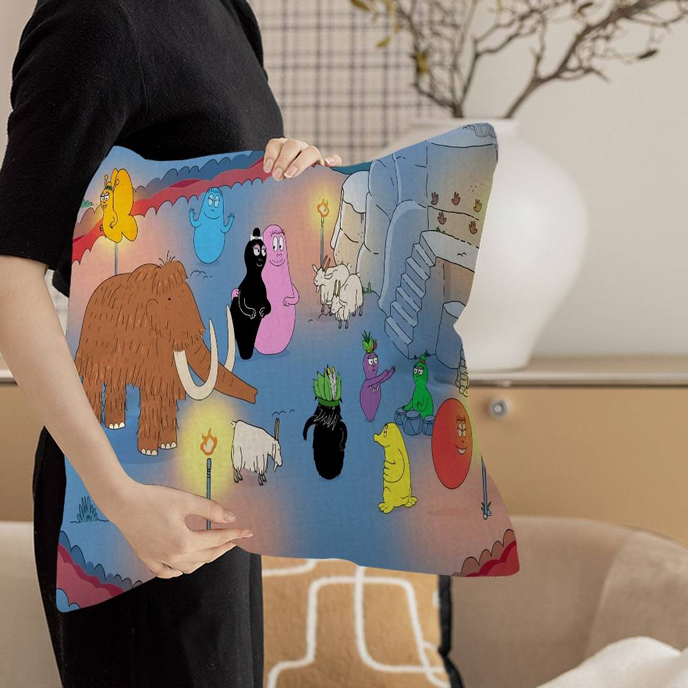 Les Barbapapa Family Anime Cushion Cover Pillowcase Upholstery Sofa Throw Pillow Home Decor Pillowcas