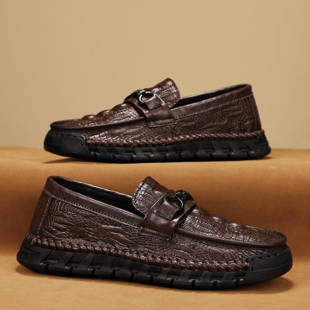 Men's Casual Shoes Crocodile Pattern Leather Men's Classic British Style Loafers Men Party Wedding Flats