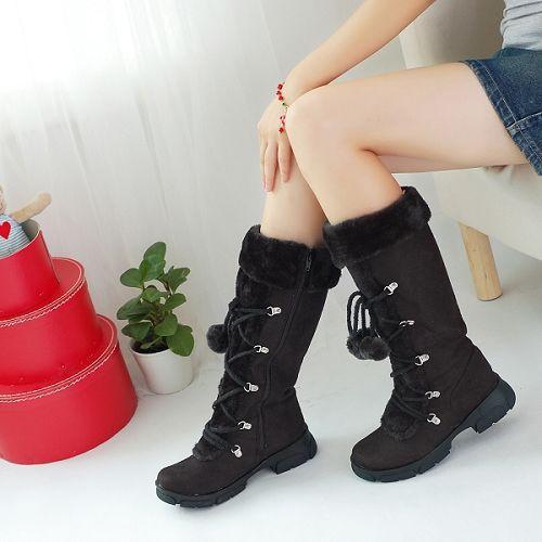 New Snow Boots Thick-soled Thermal Lace-up Casual Boots Women's Boots