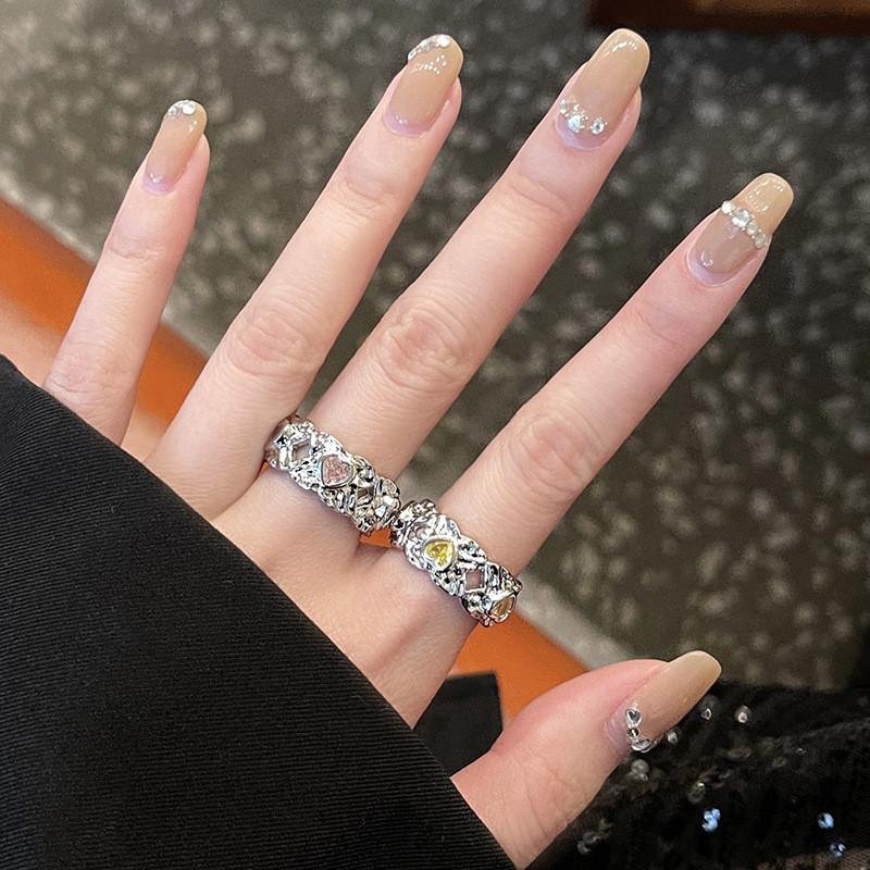 Sophisticated Copper Adjustable Ring With Eyecatching Colorful Zircon For Stylish Ladies