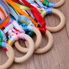 Rainbow Natural Wooden Ring Waldorf Toys Baby Teether Montessori Sensory Toys