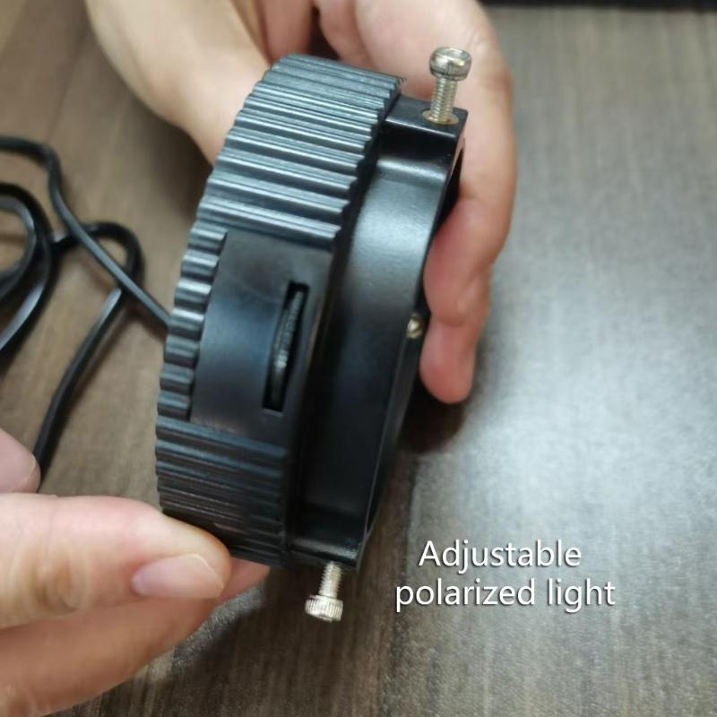 Jednotlivě osvětlující LED kroužková světla pro mikroskopy s nastavitelnou polarizací, design se 72 žárovkami, napájení přes USB