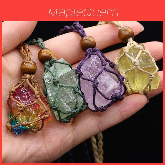 Natural Handcrafted Geometric Crystal Pendant Necklace With Energy Gemstones For Style