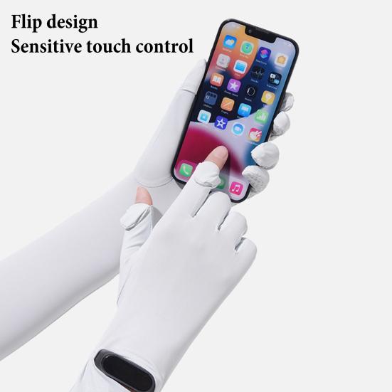 UV Protection Long Gloves, Full Finger Summer Driving Gloves, Anti-Slip Palm, Wrist Watch Opening, Sun Protection Gloves for Women Cycling Hiking