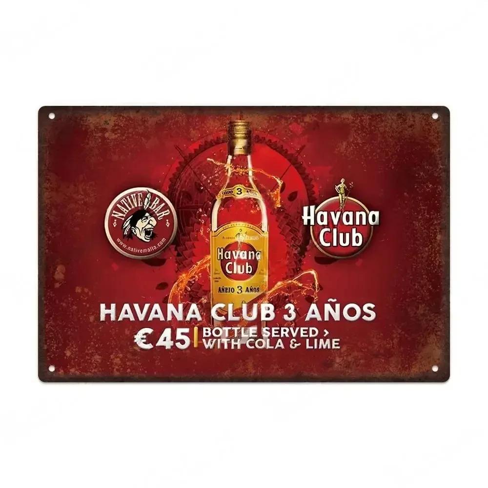Vintage HAVANA CLUB,JAMESON,Značka Piva Kovový Plechový Znak Dekorativní Tabule Pro Klub Mužskou Jeskyni Bar Dílnu Hospodu Hotel Kavárnu Nástěnná Dekorace