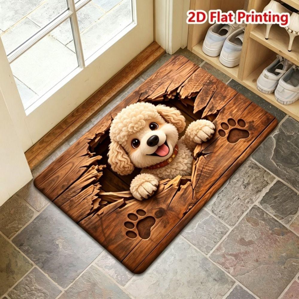 Diatomite Dog Print Doormat Non-slip Absorbent Rug Cute Bathroom Floor Mat Entryway