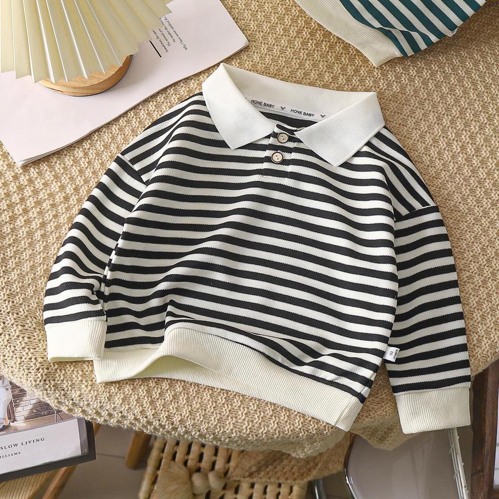 Children's Striped Hoodie for Boys - 2025 Korean Style Fashion, Spring/Autumn Wear, Casual Top for Medium and Small Kids.
