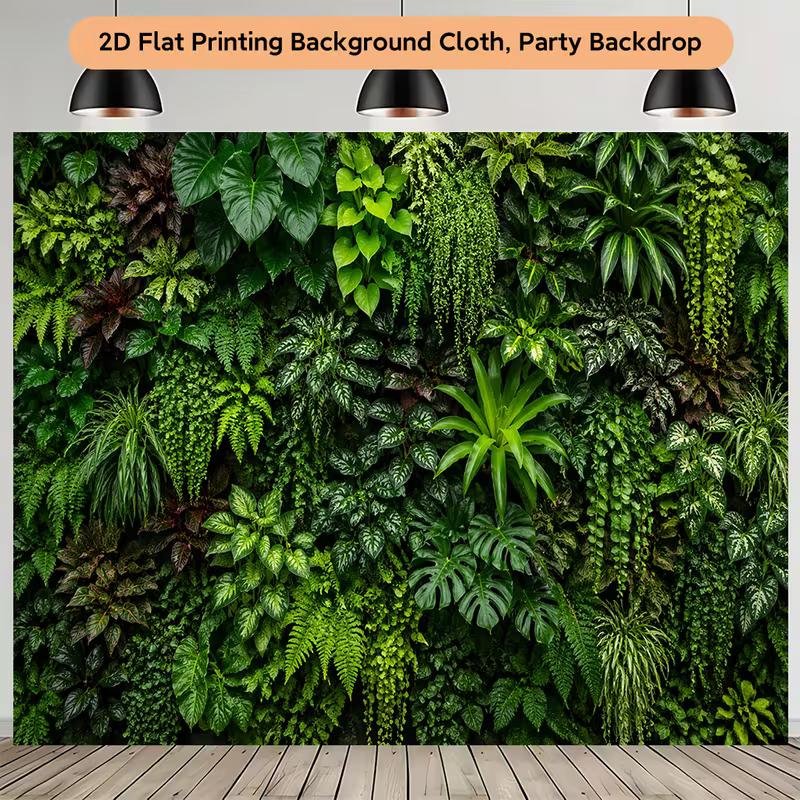 2D Tropical Mixed Green Plant Wall Monstera Fern Backdrop