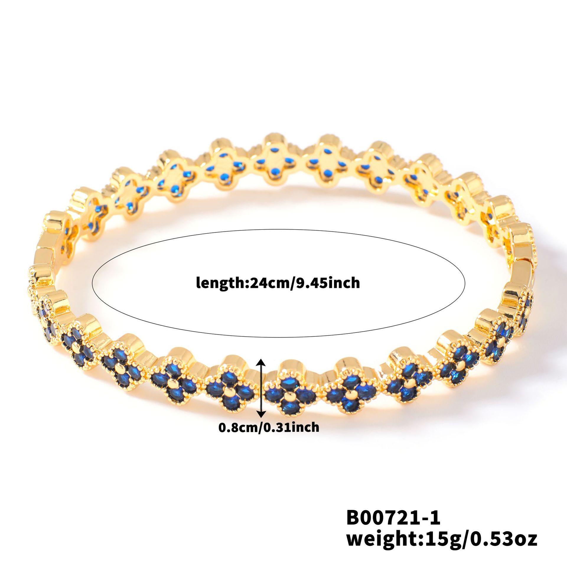 

ZAKOL Счастливый четырехлистный цветок Красочный циркон Браслет для женщин Блестящая роскошная эстетика Свадебная вечеринка Циркон