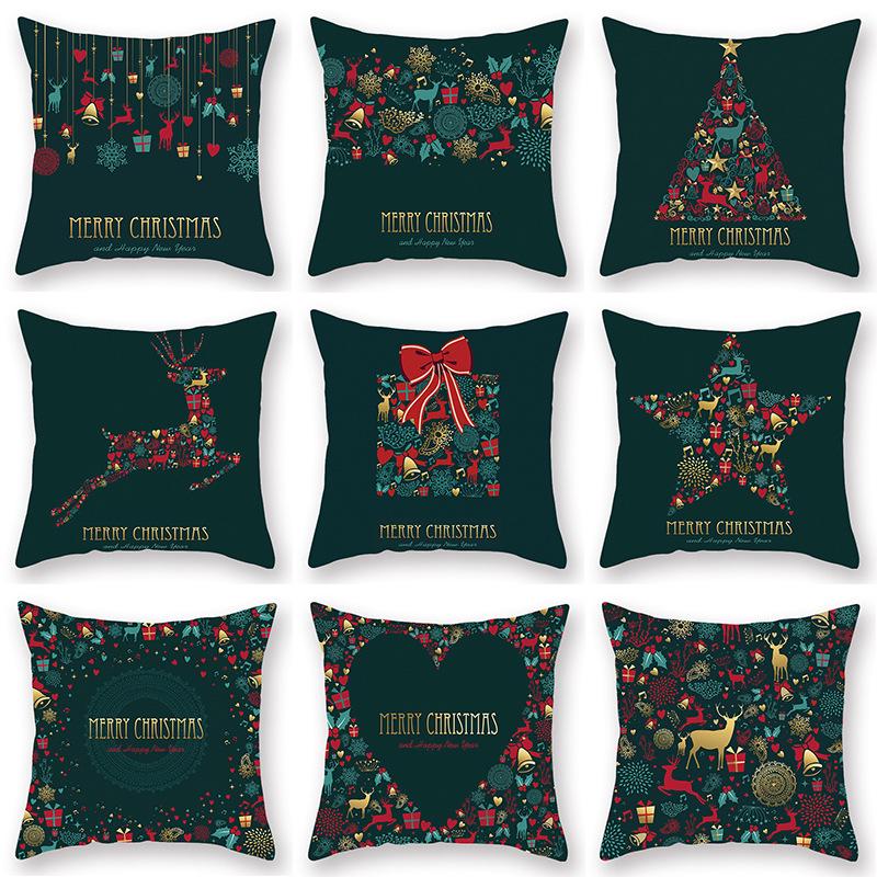 New Christmas Red and Green Pillowcases Printed Sofa Cushions New Home Christmas Pillowcases