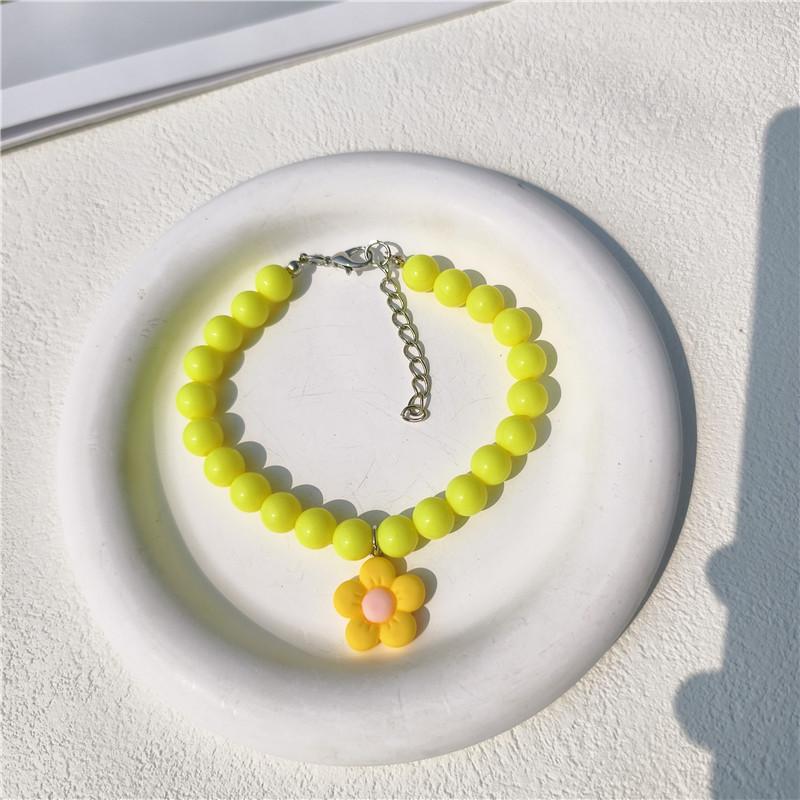 Macaron color matching pet necklace cat dog necklace Hyunya flower pendant small dog kitten collar neck jewelry
