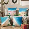 Charming Seaside Retreat Pillow Case Anti-dustmite Pillowcase Invisible Zipper Silky Short Plush Sofa Cushion Cover