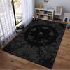 Black Carpet with Pentagram and Gothic Floral Design Pattern Suitable for use as an anti-slip for living room bedroom sofas