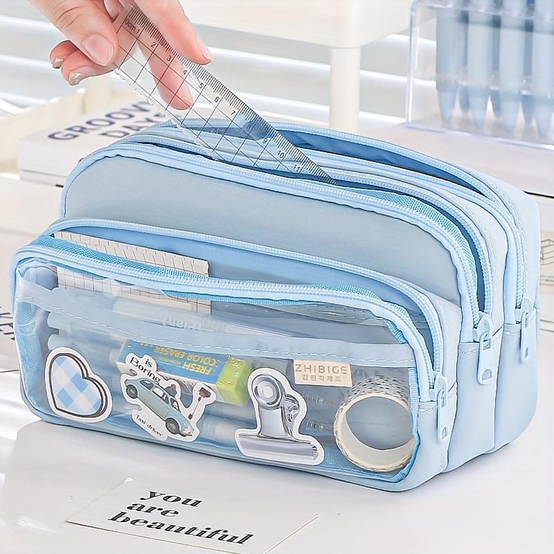 Large Capacity Pencil Case Portable Stationery Storage Bag with Steel Note Pen Holder, Durable Design for School, Office, and Travel