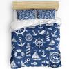 Nautical Anchor Ship Lighthouse Whale Art 3dílná sada povlečení pro manželskou postel Domácí textil Povlak na přikrývku Povlak na polštář Povlak na polštář