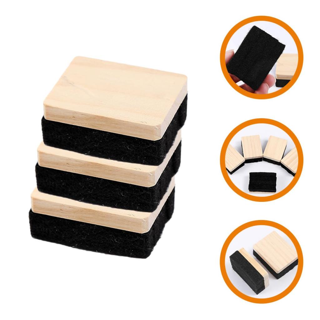 FRCOLOR Classroom Chalk Eraser, Chalk Eraser, Felt Material, Wooden Handle, 3-Pack, Whiteboard Eraser, Board Cleaner, for Schools, Offices, Tutoring C