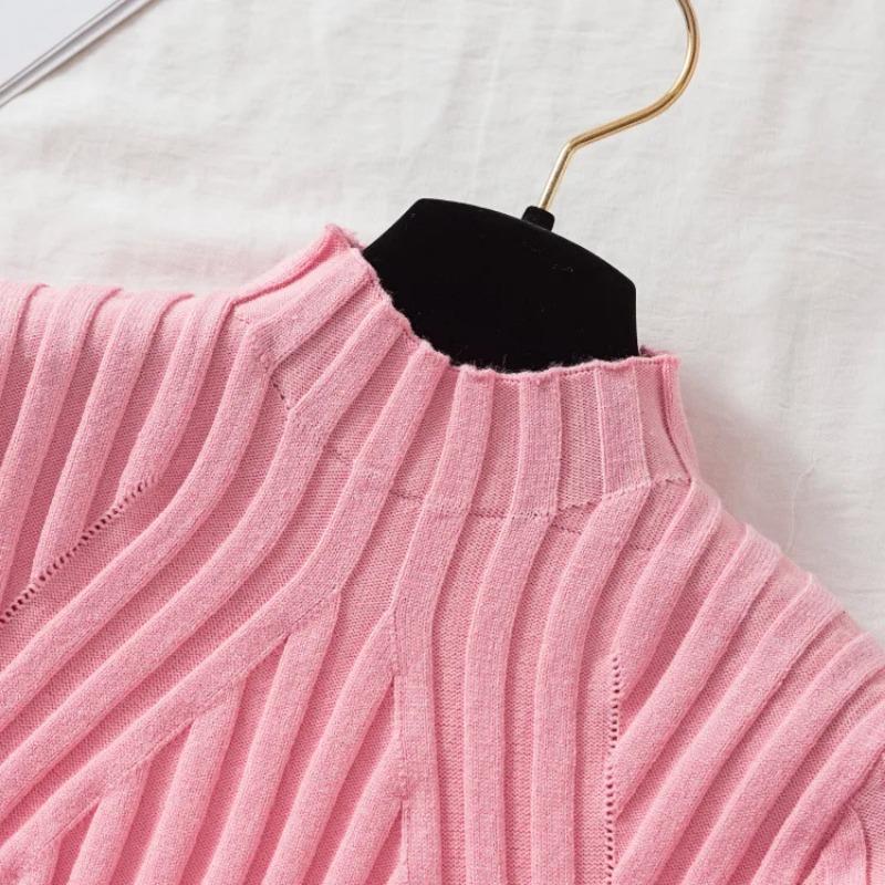 Gestrickte Pullover Frauen Pullover 2023 Hälfte Rollkragen Jumper Pullover Herbst Winter Solide Schlank Chic Streetwear Langarm Top Y2K