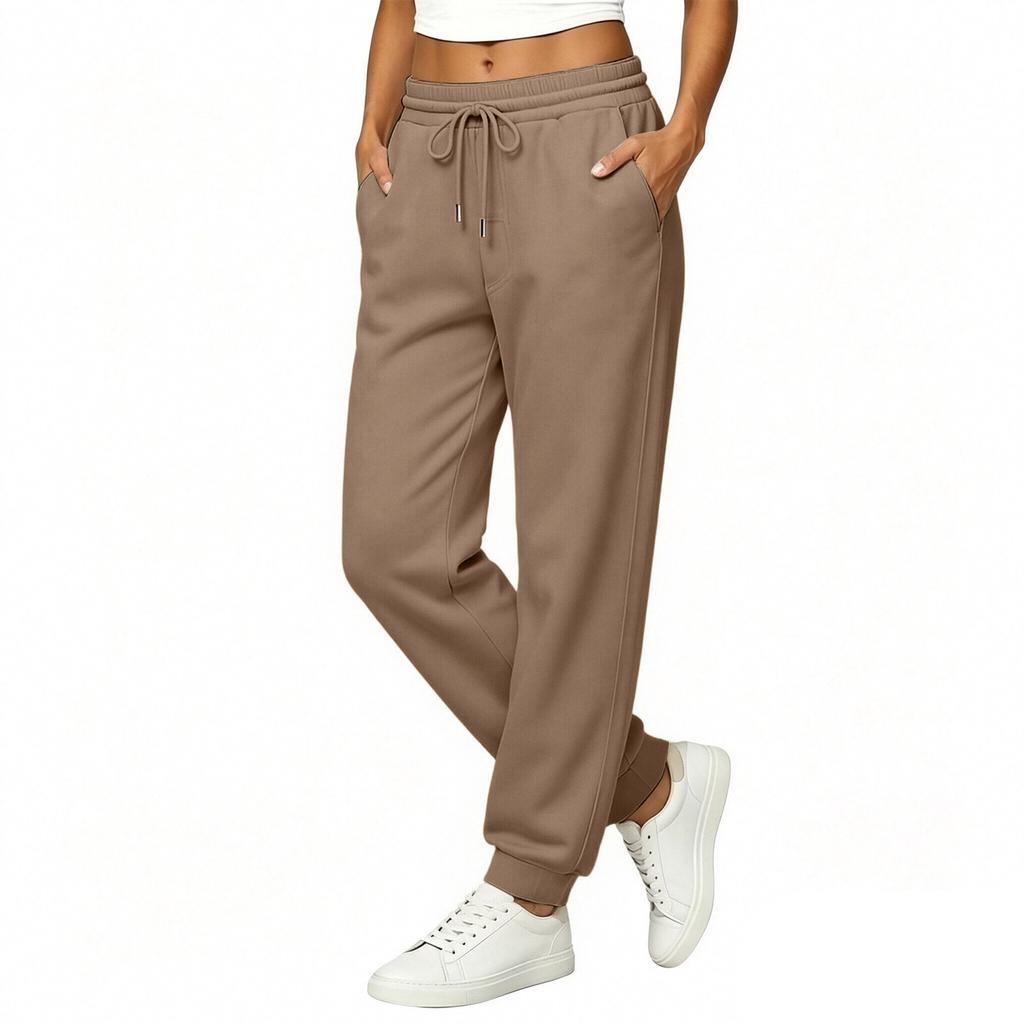 Women's Loose Fit Sweatpants with Elastic Waistband and Cuffed Hem for Casual and Athletic Wear