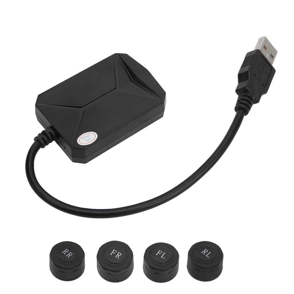 Tire Pressure Monitoring System with Wireless 4 Internal External Sensor for Android Navigation USB Interface Universal