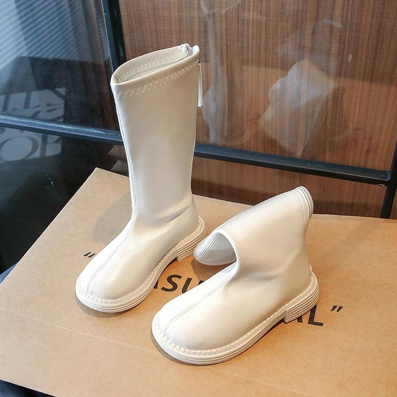 Kinder High Boots für Mädchen Frühling Herbst Wasserdicht Rutschfest Kinder Elegante Prinzessinnenstiefel Einfacher Koreanischer Stil